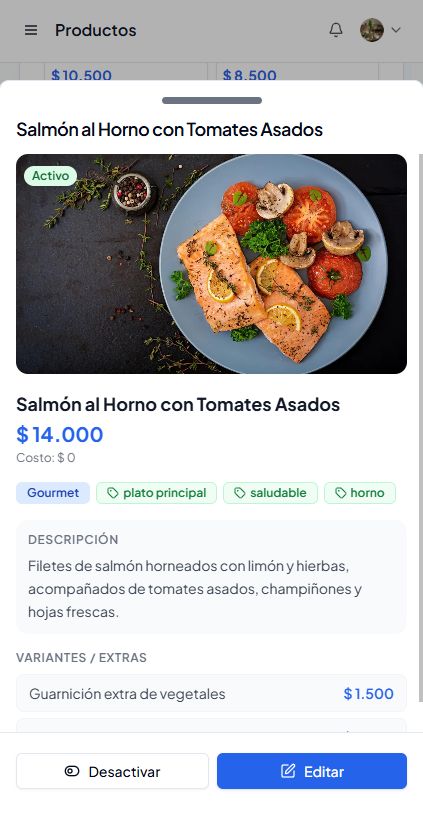 Detalle de producto con variantes