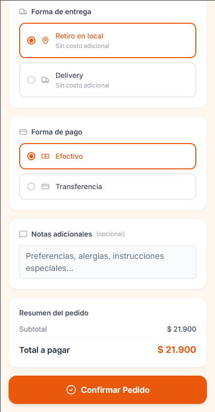 Confirmación del pedido